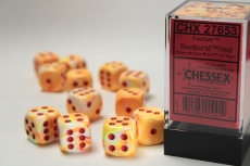 Festive 16mm D6 w/pips Sunburst w/red Dice Block (12 dice)